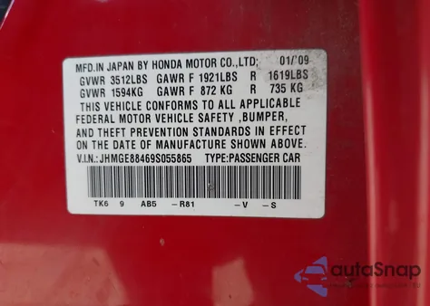 2009 Honda Fit Sport z USA, uszkodzony, nr VIN JHMGE88469S055865